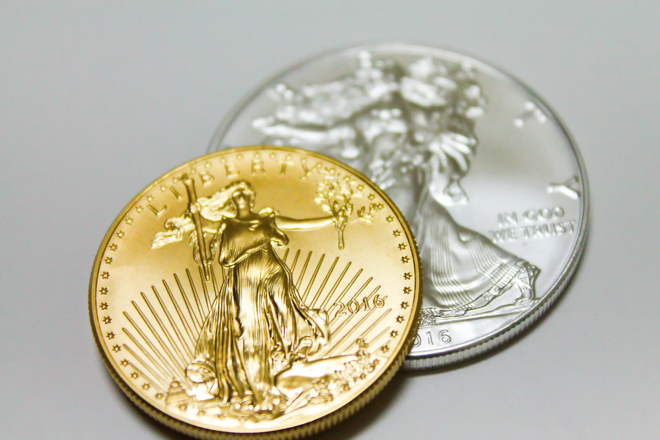 Gold and Silver Coin Top View Close UP