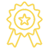 A yellow ribbon with a star on it.
